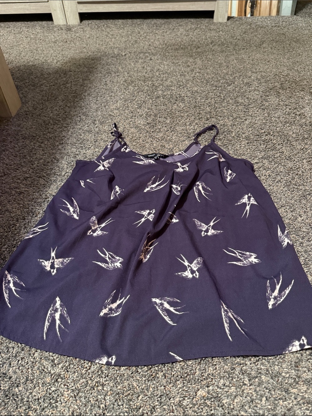 Women's Navy Bird-Print Spaghetti Strap Cami